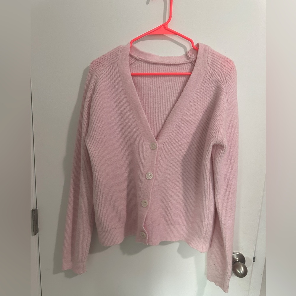 Pink oversized cardigan sweater